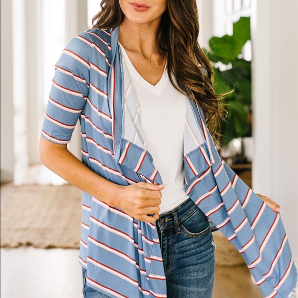 Sporty Striped Cardi in Blue - Picture 6 of 10
